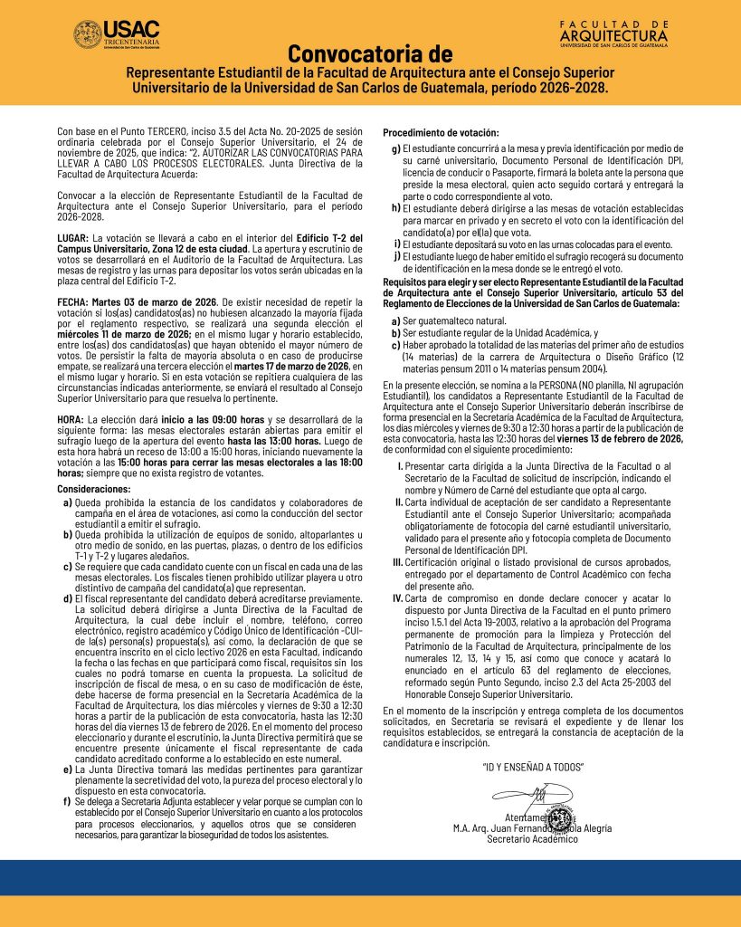 Convocatoria eleccionesFARUSAC